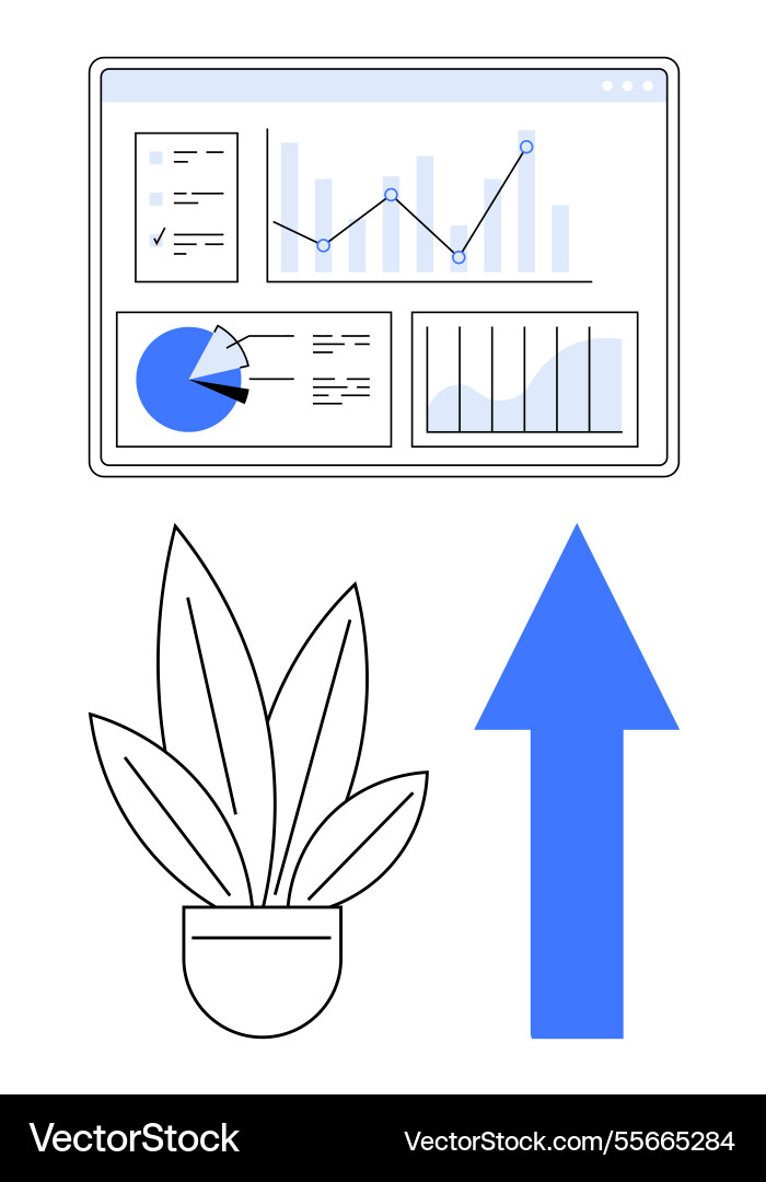 Data dashboard with growth analysis and nature Data dashboard with growth analysis and nature vector image