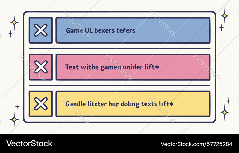 Game menu checklist ui elements for player tasks vector image