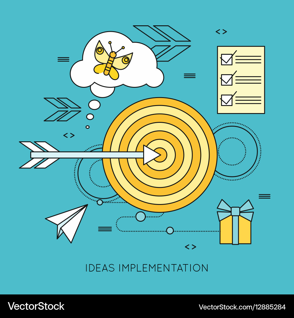 Ideas implementation background in flat Vector Image
