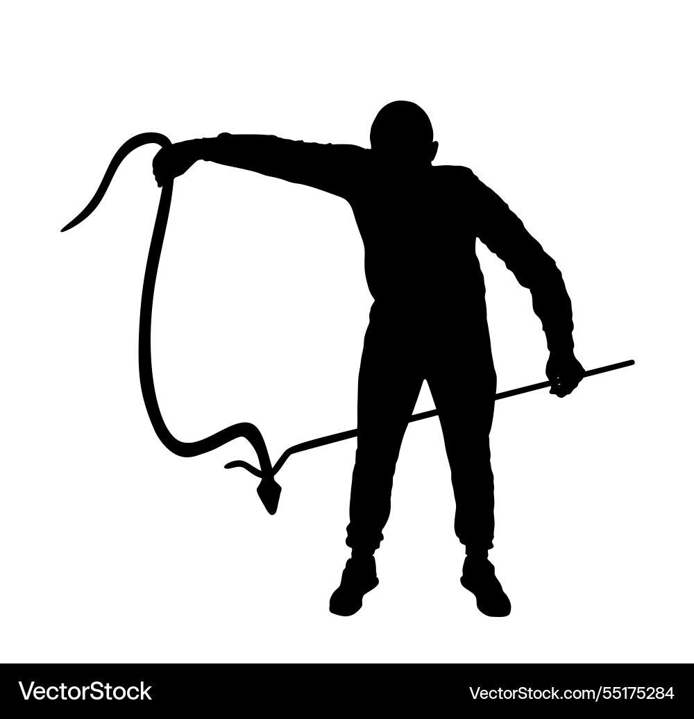 Man Catching Snake with Stick Vector Image