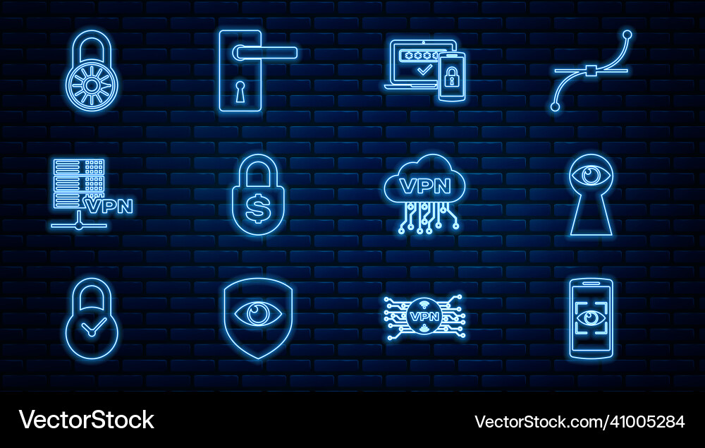 Set line mobile and eye scan keyhole with two Vector Image