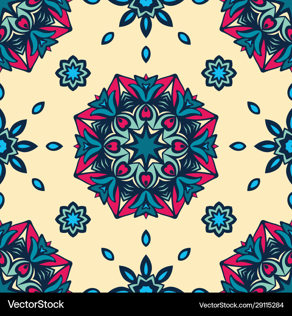 Tiled ethnic boho pattern for fabric abstract Vector Image
