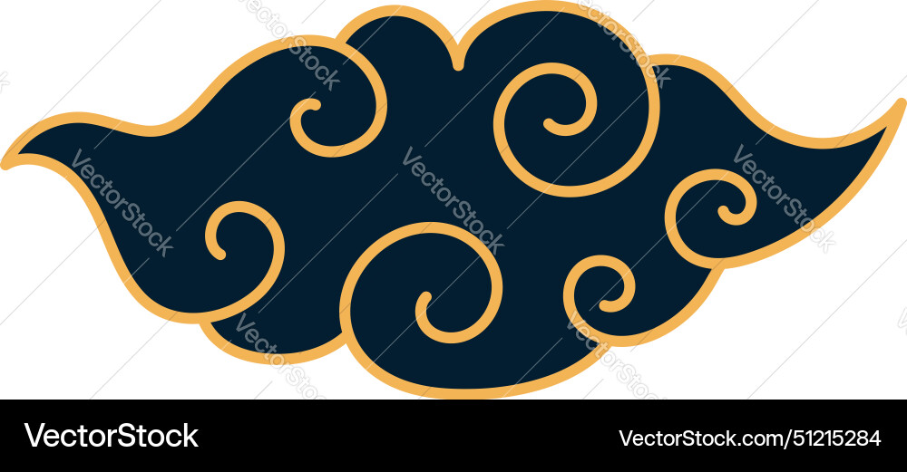 Traditional asian fluffy rounded cloud line art Traditional asian fluffy rounded cloud line art vector image