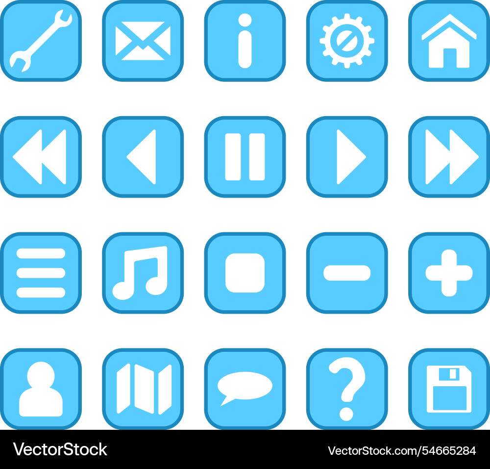 Turquoise square buttons for mobile app Turquoise square buttons for mobile app vector image