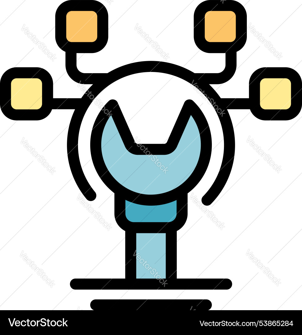 Wrench connecting to digital network representing Vector Image