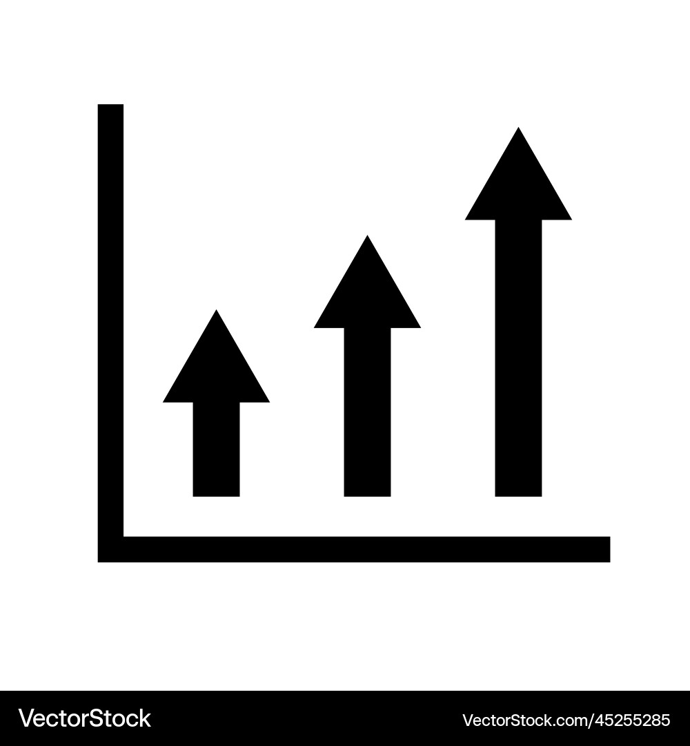 Bar graph icon in the shape of an ascending arrow Bar graph icon in the shape of an ascending arrow vector image