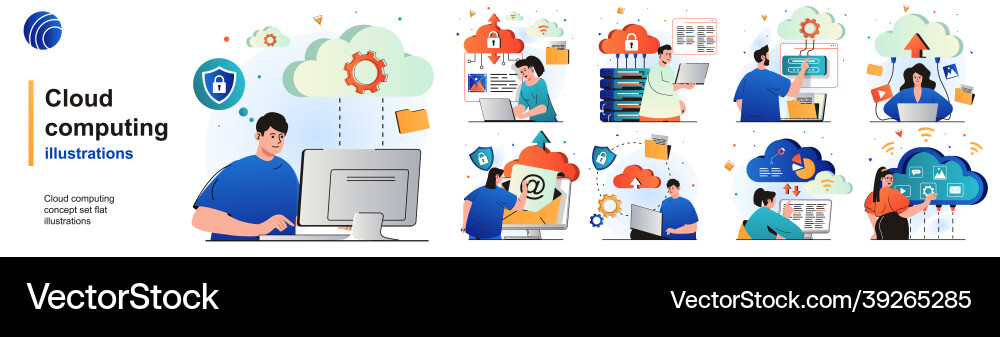 Cloud computing isolated set secure connection Cloud computing isolated set secure connection vector image
