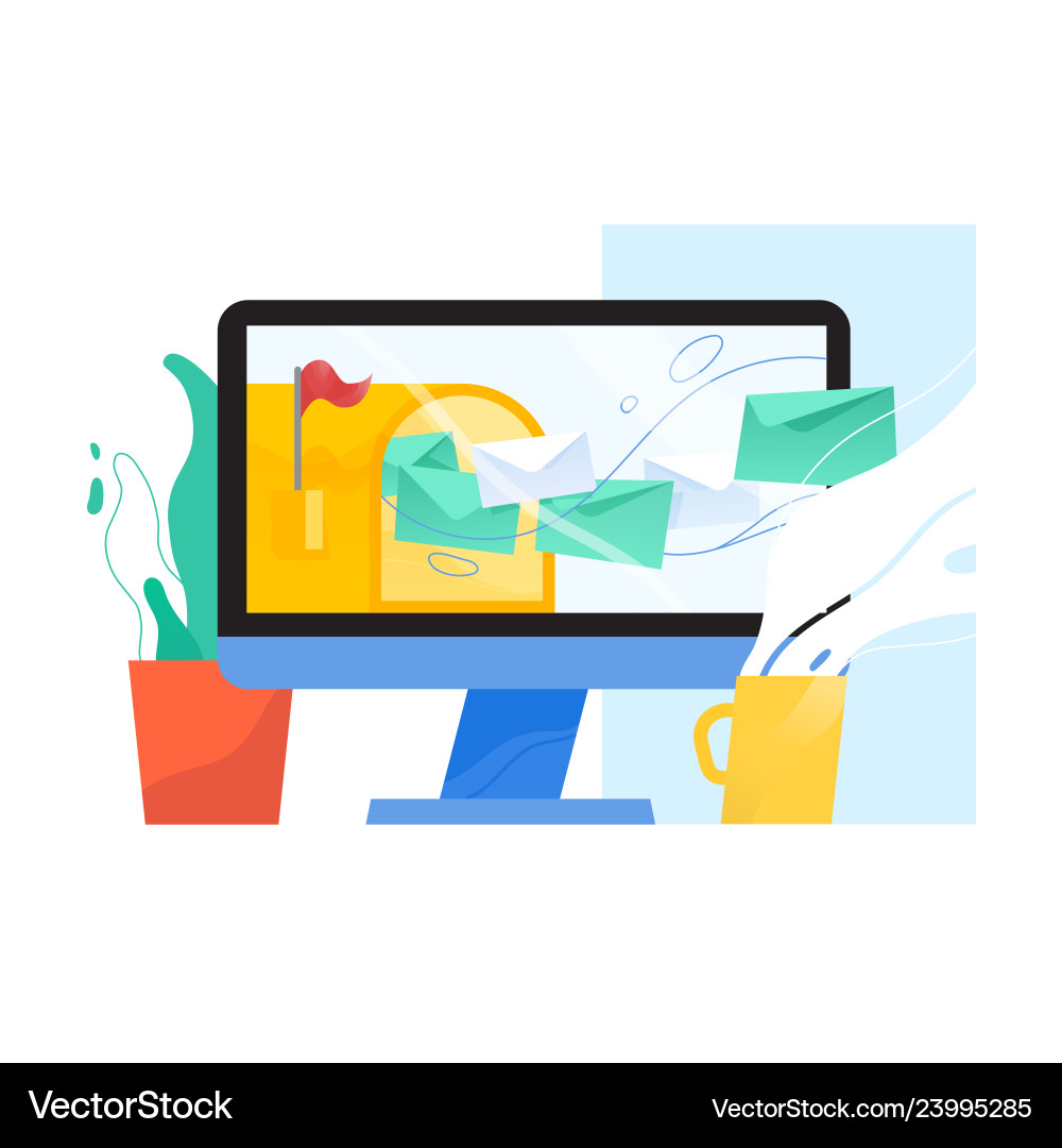 Email Inbox with Flying Letters vector image