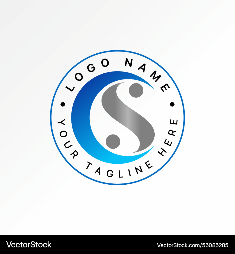 Initial cs or sc serif font circle yin yang active Initial cs or sc serif font circle yin yang active vector image