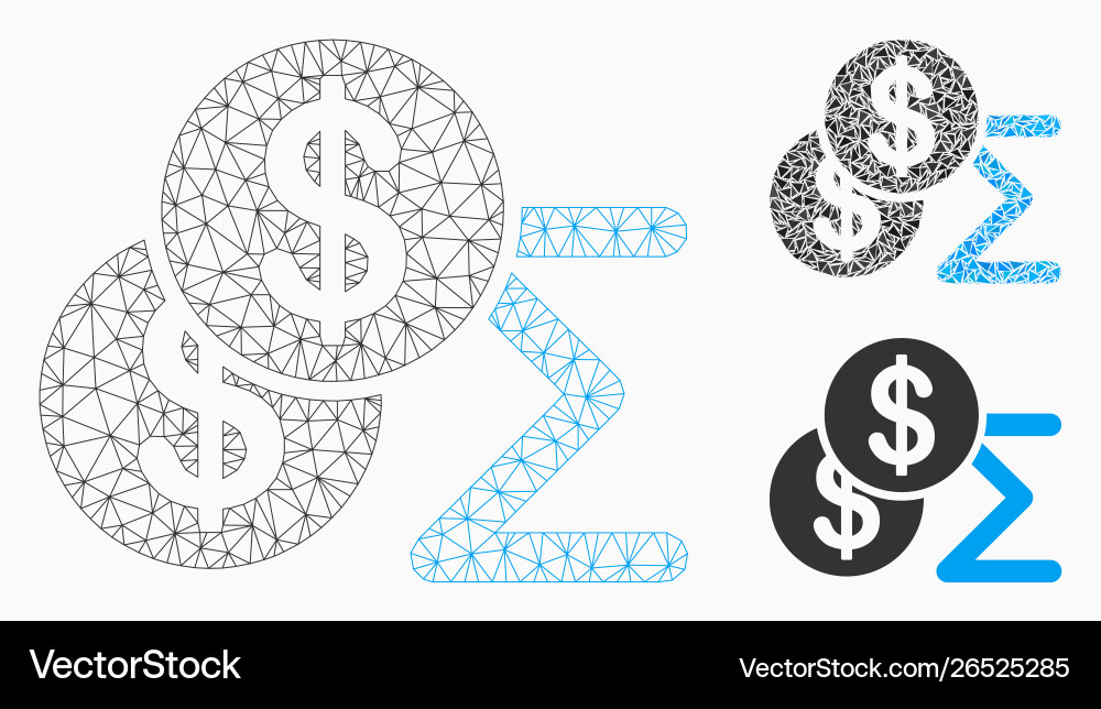Money summary mesh 2d model and triangle Money summary mesh 2d model and triangle Vector Image