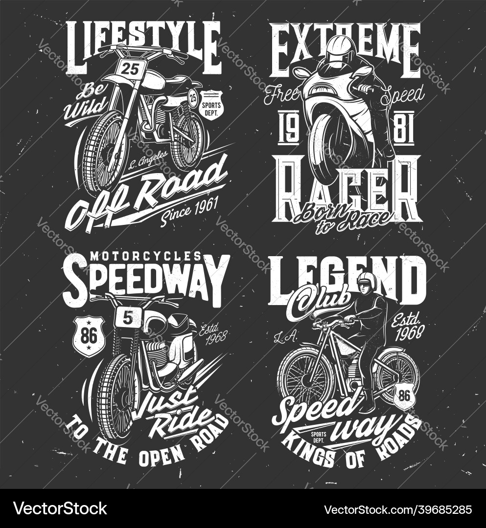 Motocross & Speedway T-Shirt Prints vektorbild
