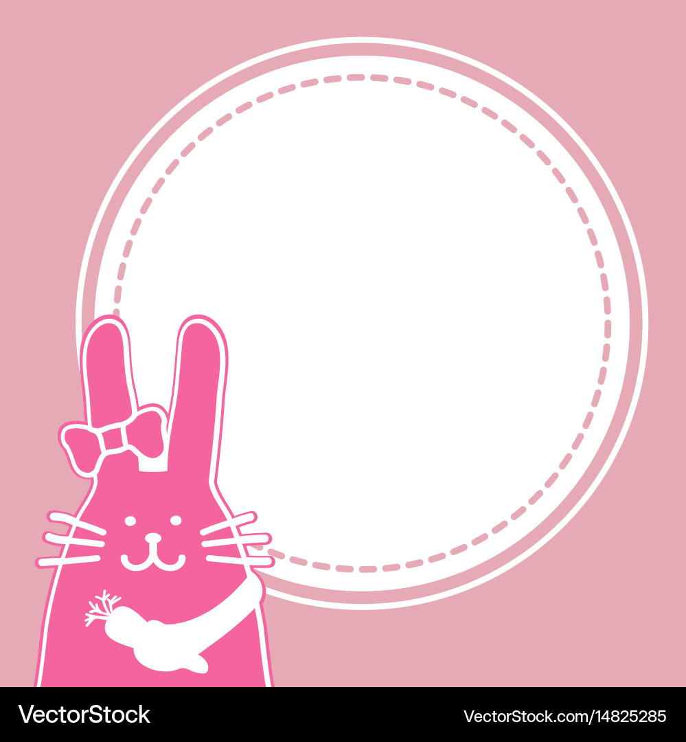 Rabbit holding a carrot with text frame Vector Image