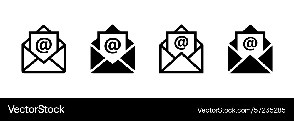 Set of mail icon thin line style and envelope Vector Image