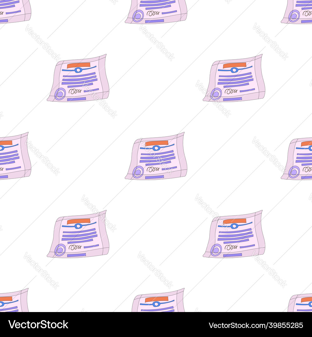 Signed and sealed document pattern seamless Vector Image
