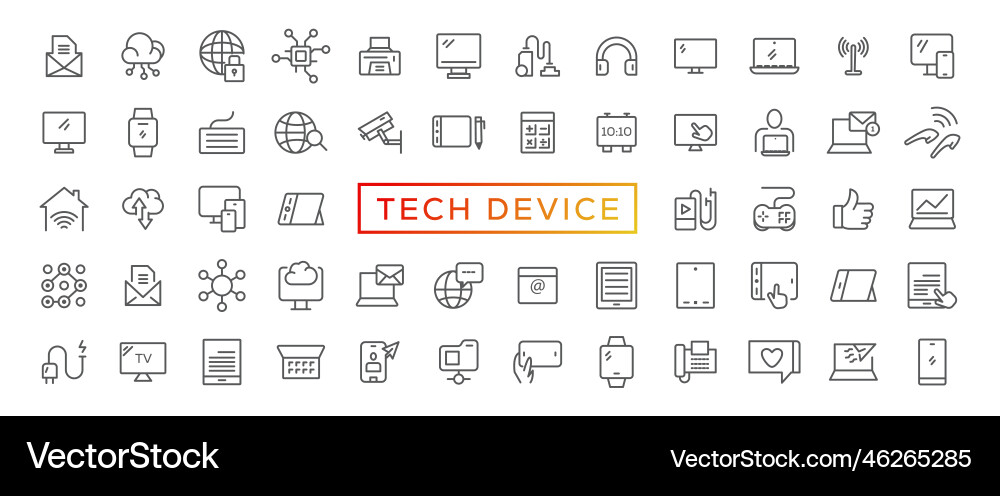 Tech device thin lines flat icon solid Vector Image