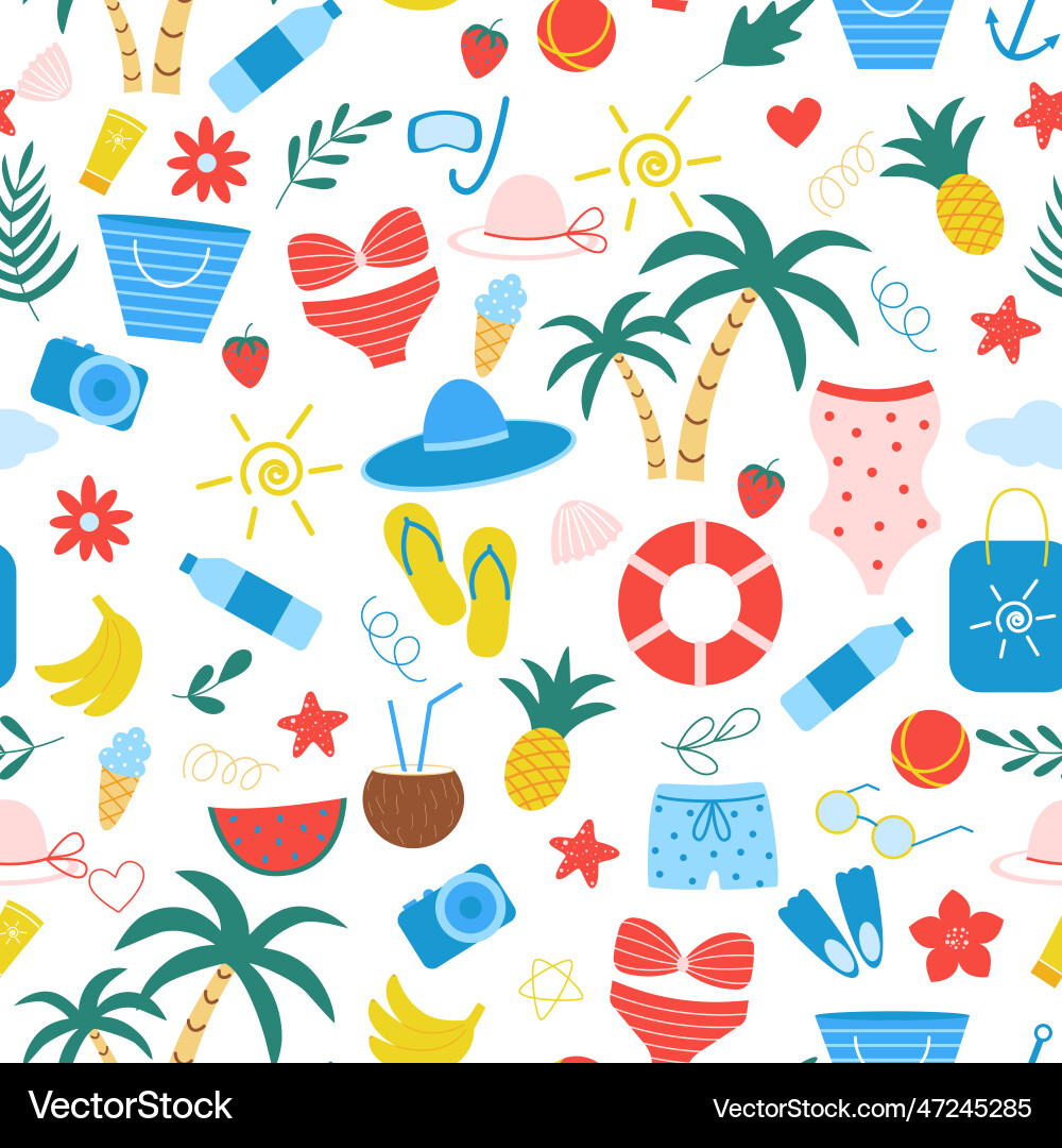 Tropical Summer Vacation Pattern Vector Image