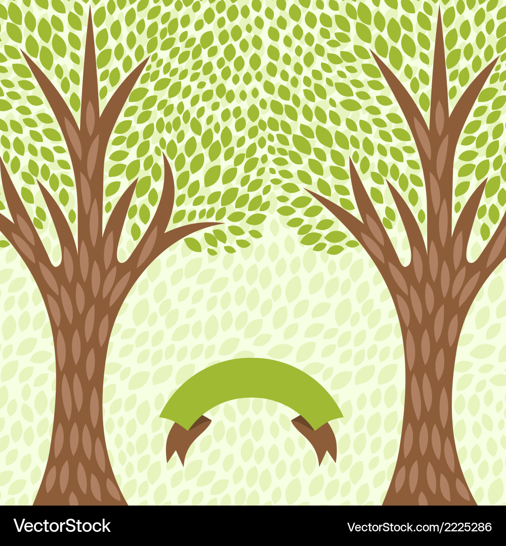 Abstract background with stylized trees in retro Vector Image