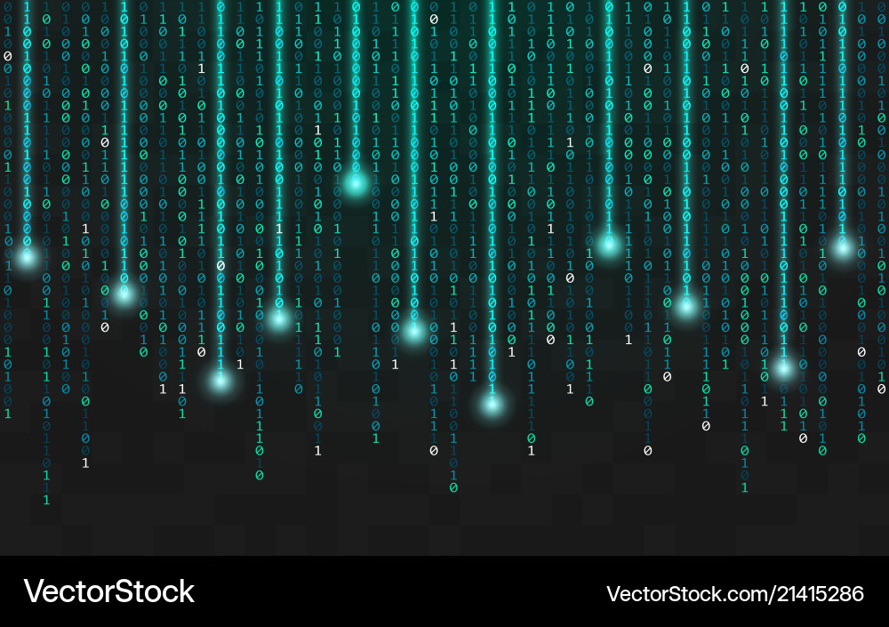 Binary Code Background - Glowing Lights vector image