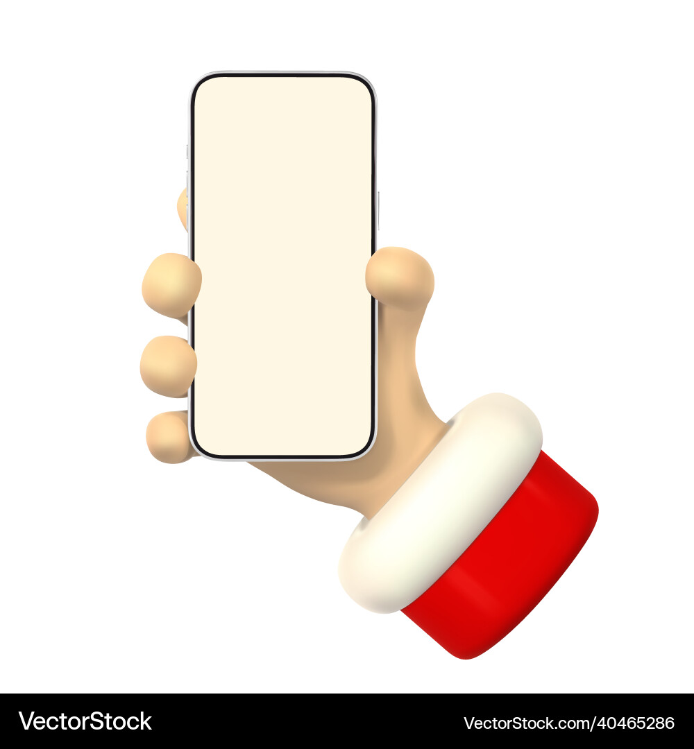 Cartoon character hand with smart phone scrolling Cartoon character hand with smart phone scrolling vector image