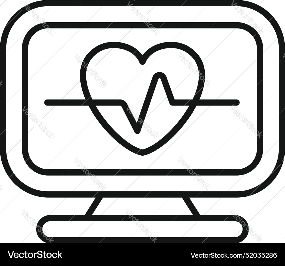 Computer showing heartbeat line and heart shape Vector Image
