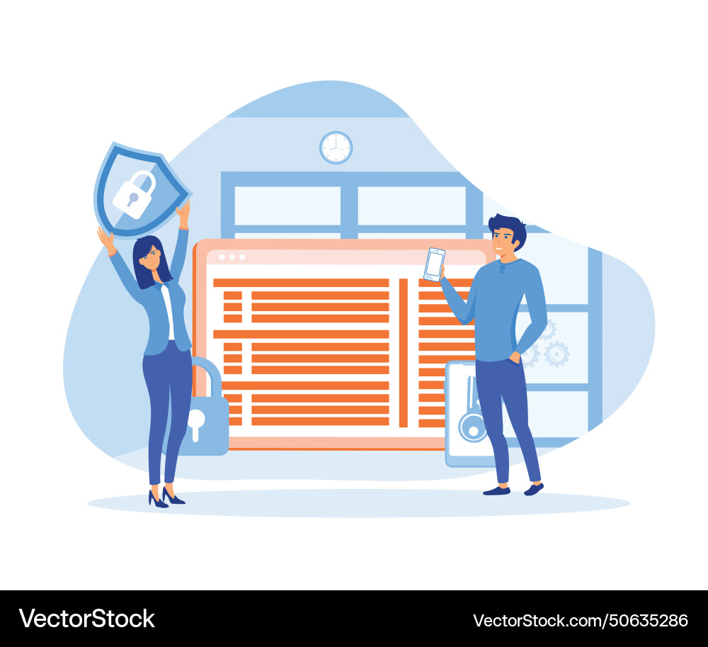 Flat data security system concept with people Flat data security system concept with people vector image