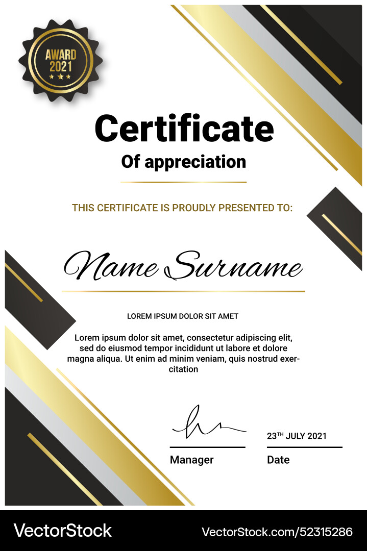 Gradient elegant certificate template Vector Image