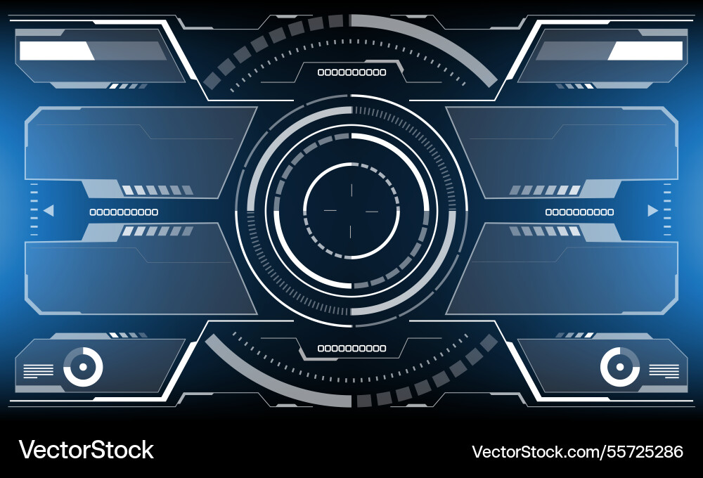 Hud sci-fi interface screen view white circular Hud sci-fi interface screen view white circular Vector Image