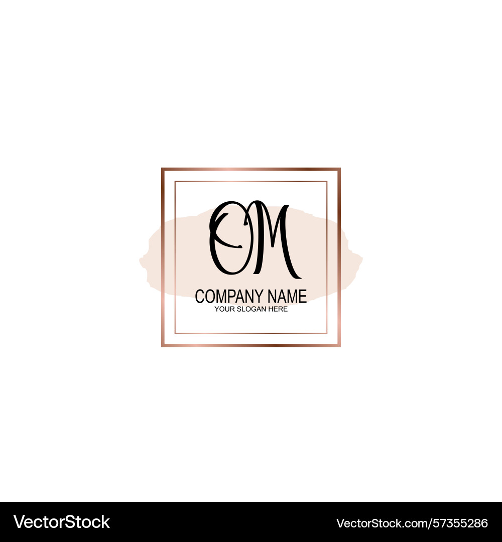 Minimalist handwritten om initial logos with soft Vector Image