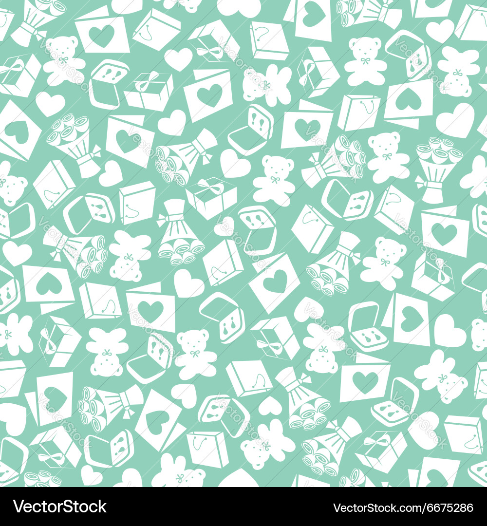 Seamless texture with different elements for valen Vector Image