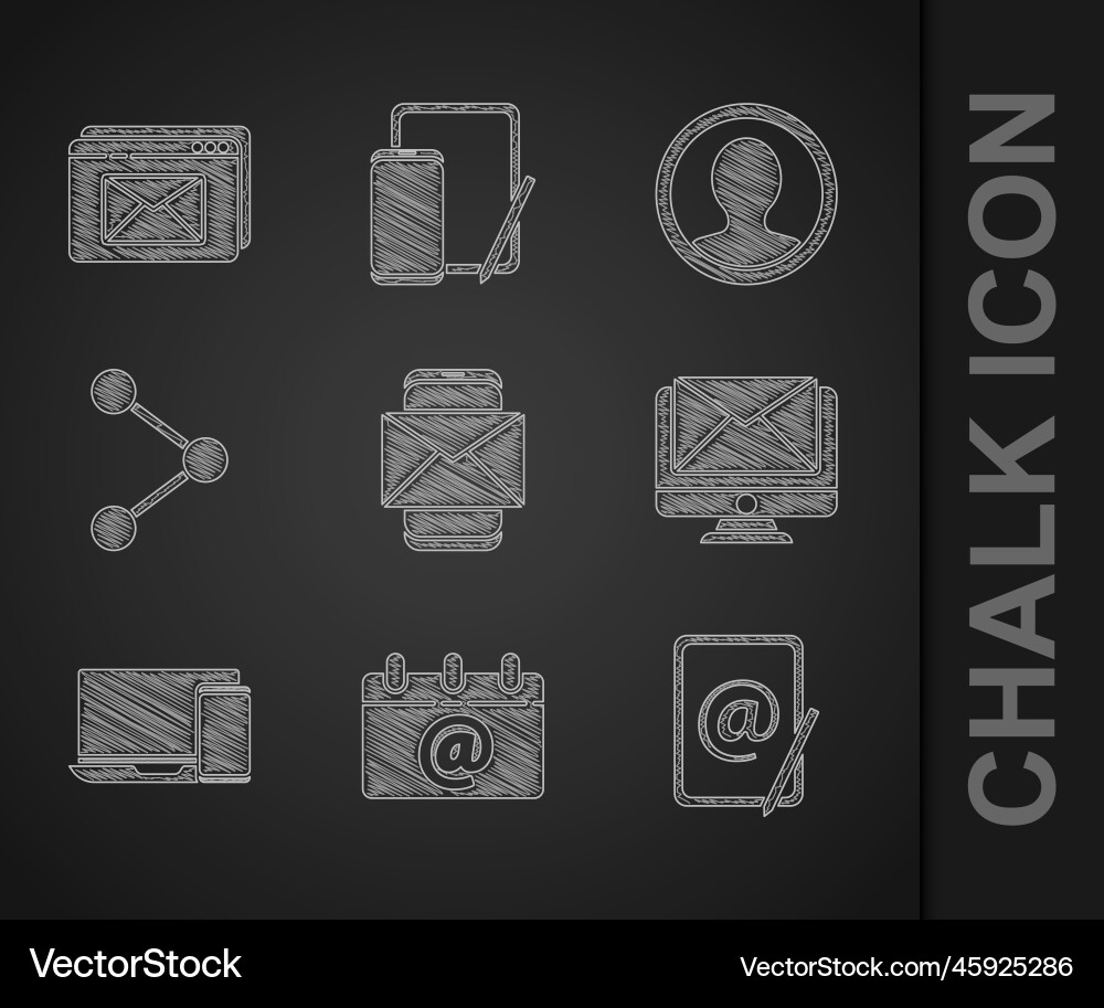 Set mobile and envelope calendar with email mail vector image