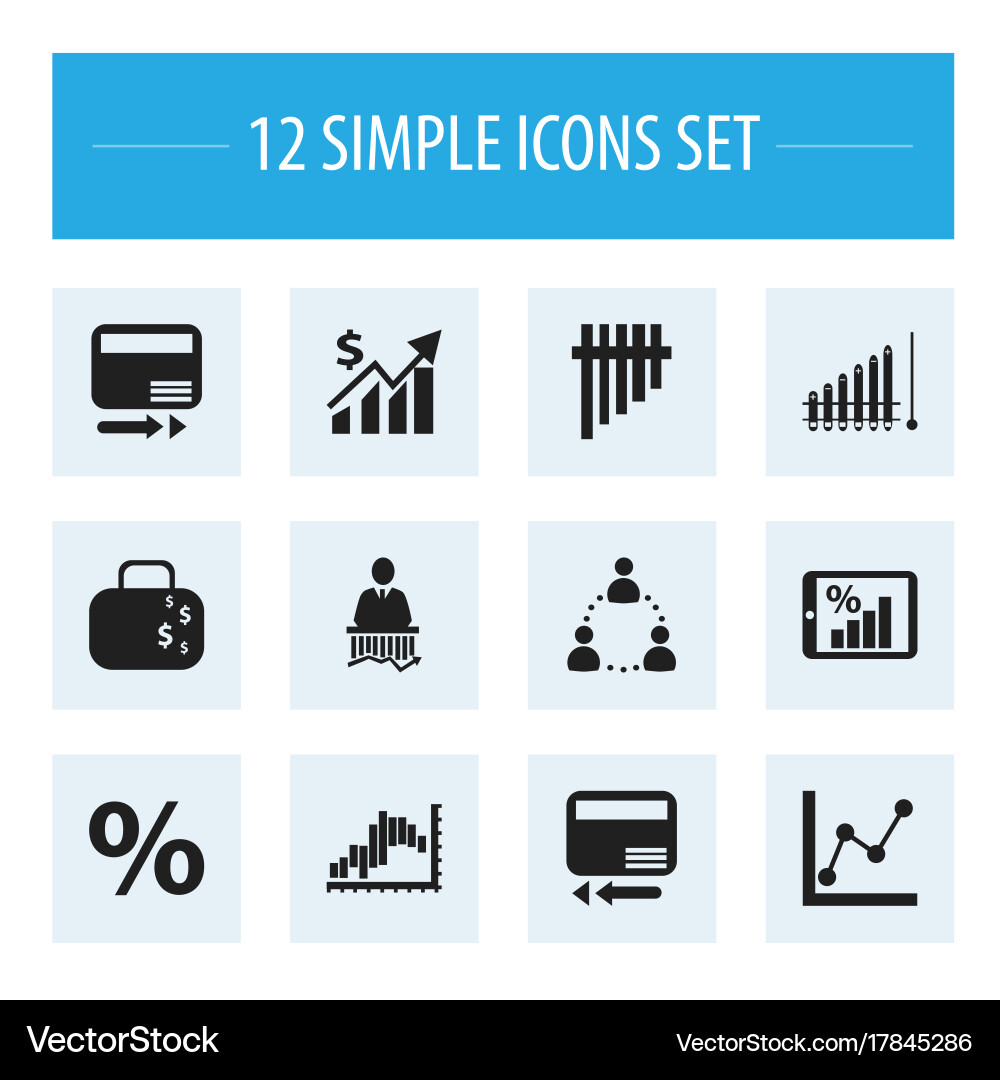 Set of 12 editable statistic icons includes Vector Image