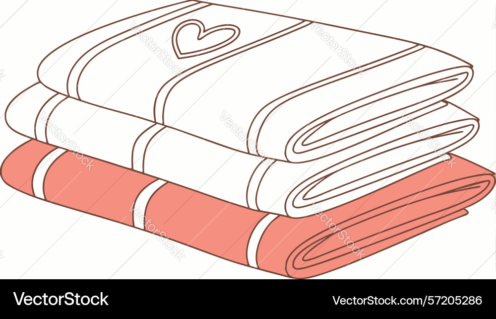 Stack of folded towels with minimalist design vector image