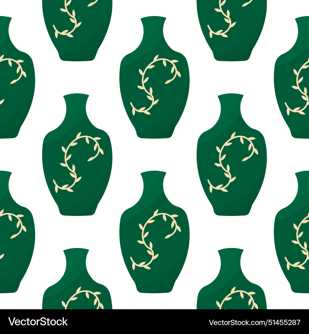 Chinese ceramic vase with painted branches leaves Chinese ceramic vase with painted branches leaves vector image