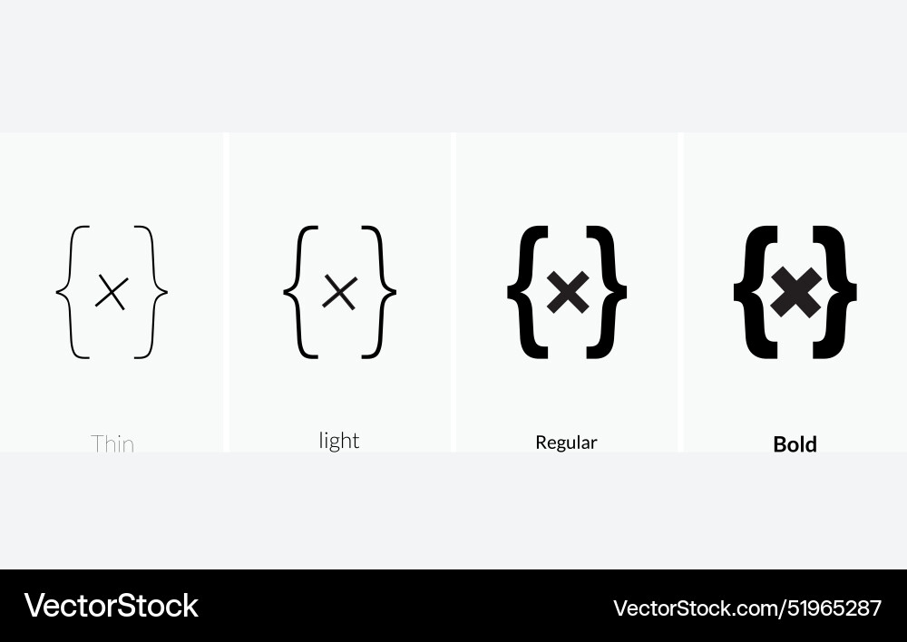 Code plus icon thin light regular and bold style Vector Image