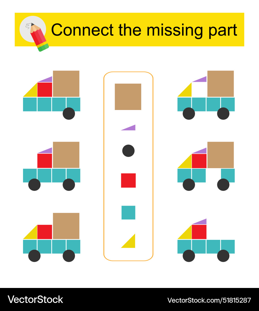Connect the missing part task for development vector image