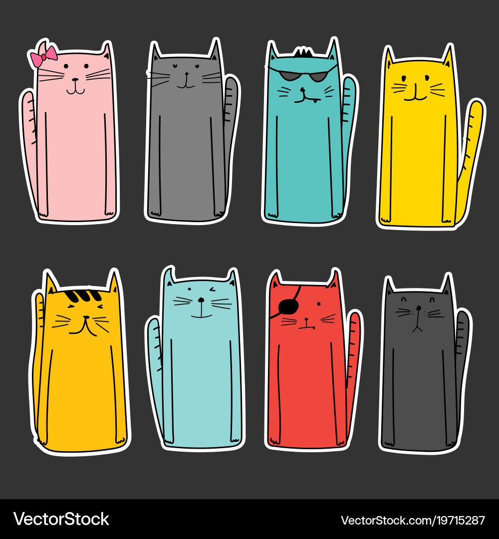 Cute Cat Sticker Collection Vector Image
