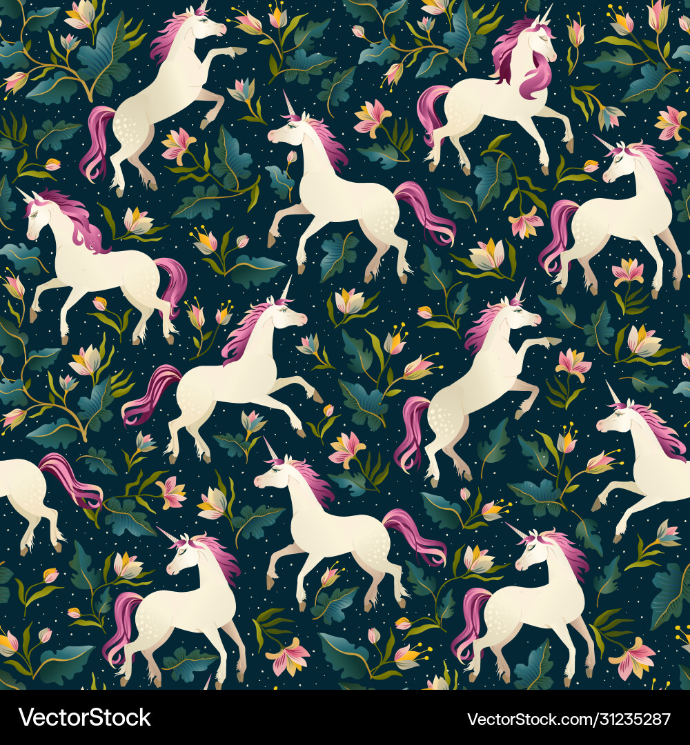 Elegant Unicorn Fairy Forest vector image