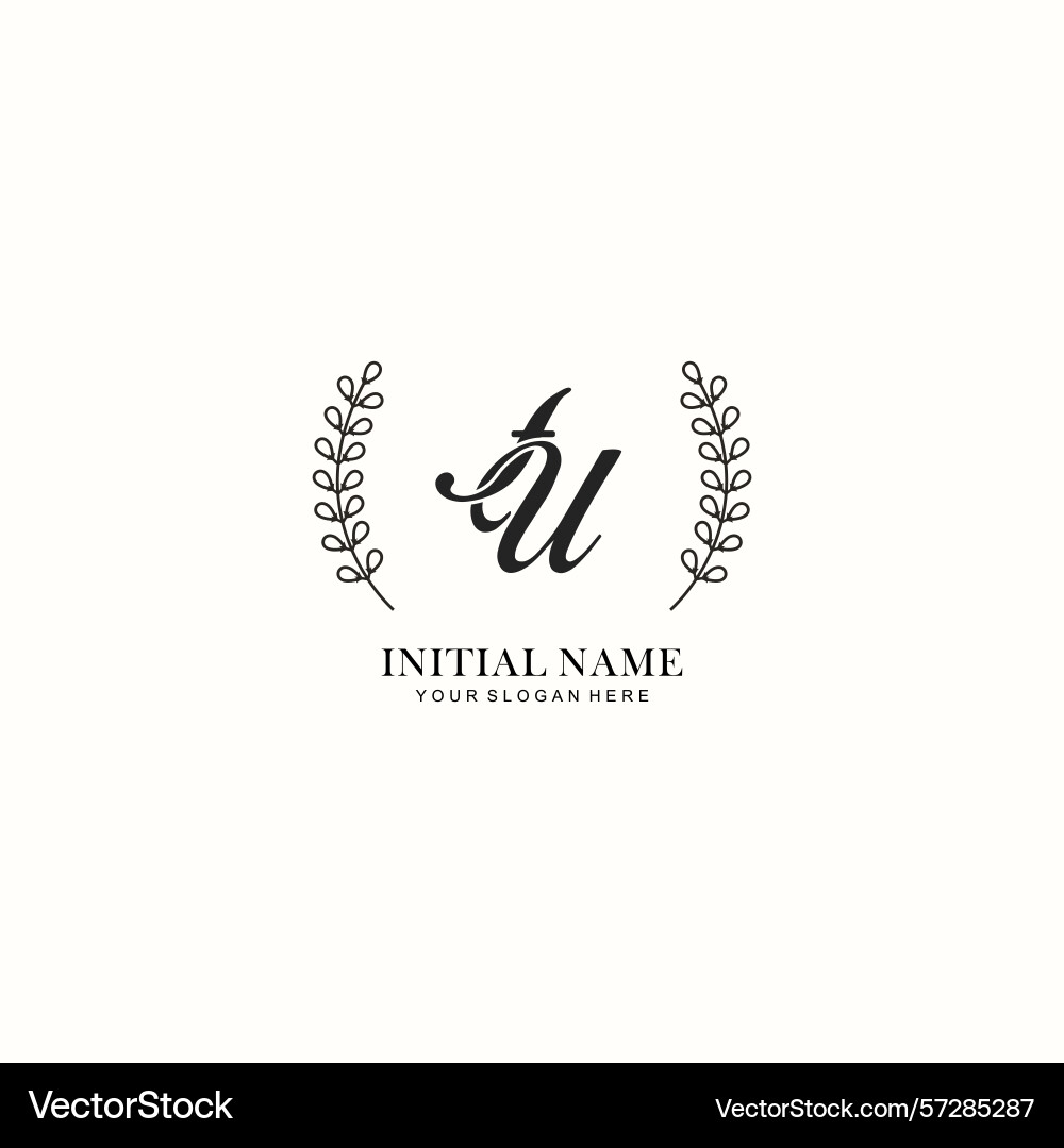 Fu initial logo templates with botanical elements Vector Image