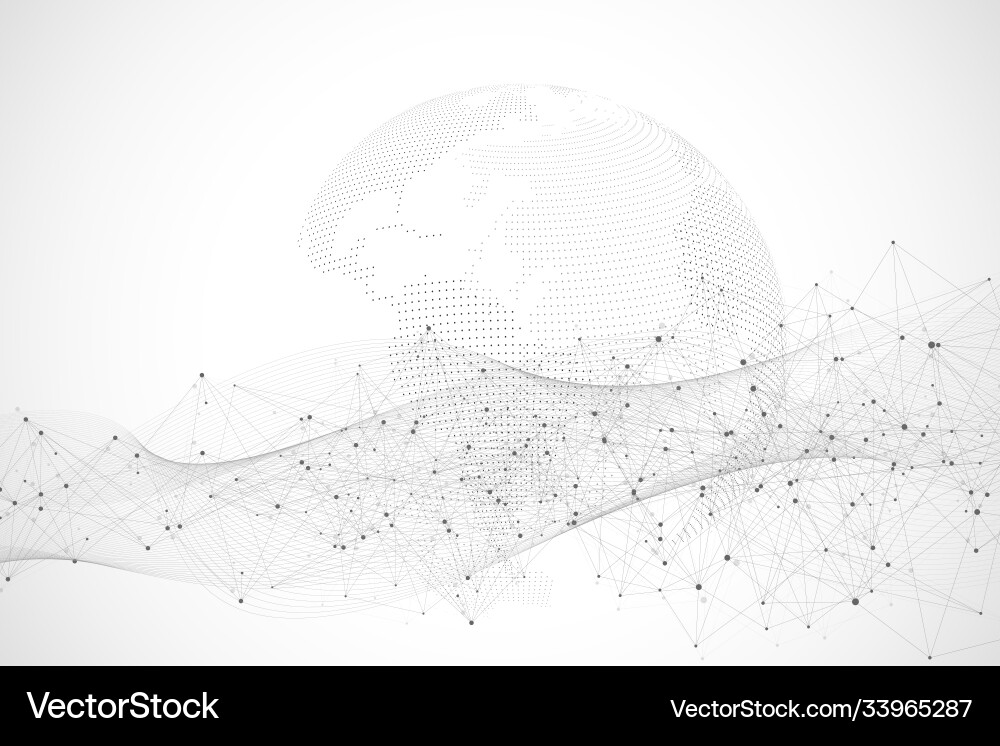 Global network connection world map point Global network connection world map point vector image
