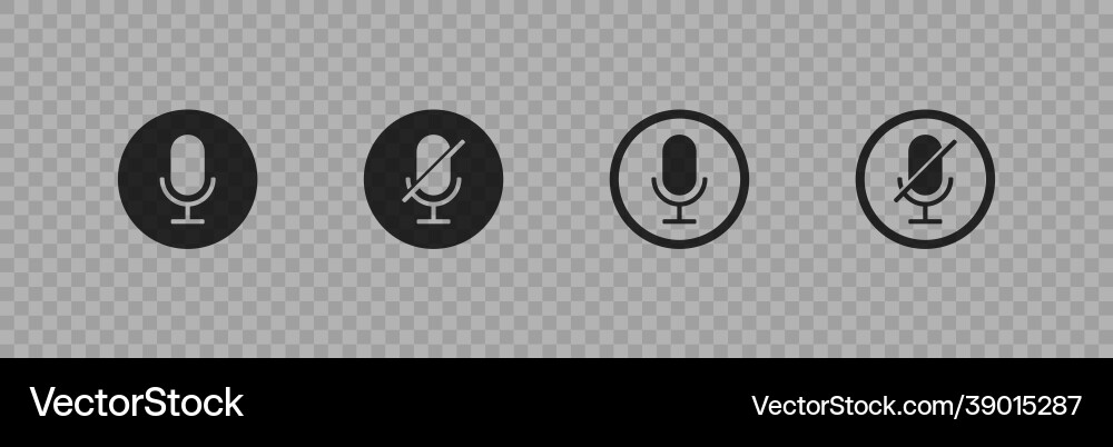 Microphone set round button on transparent vector image