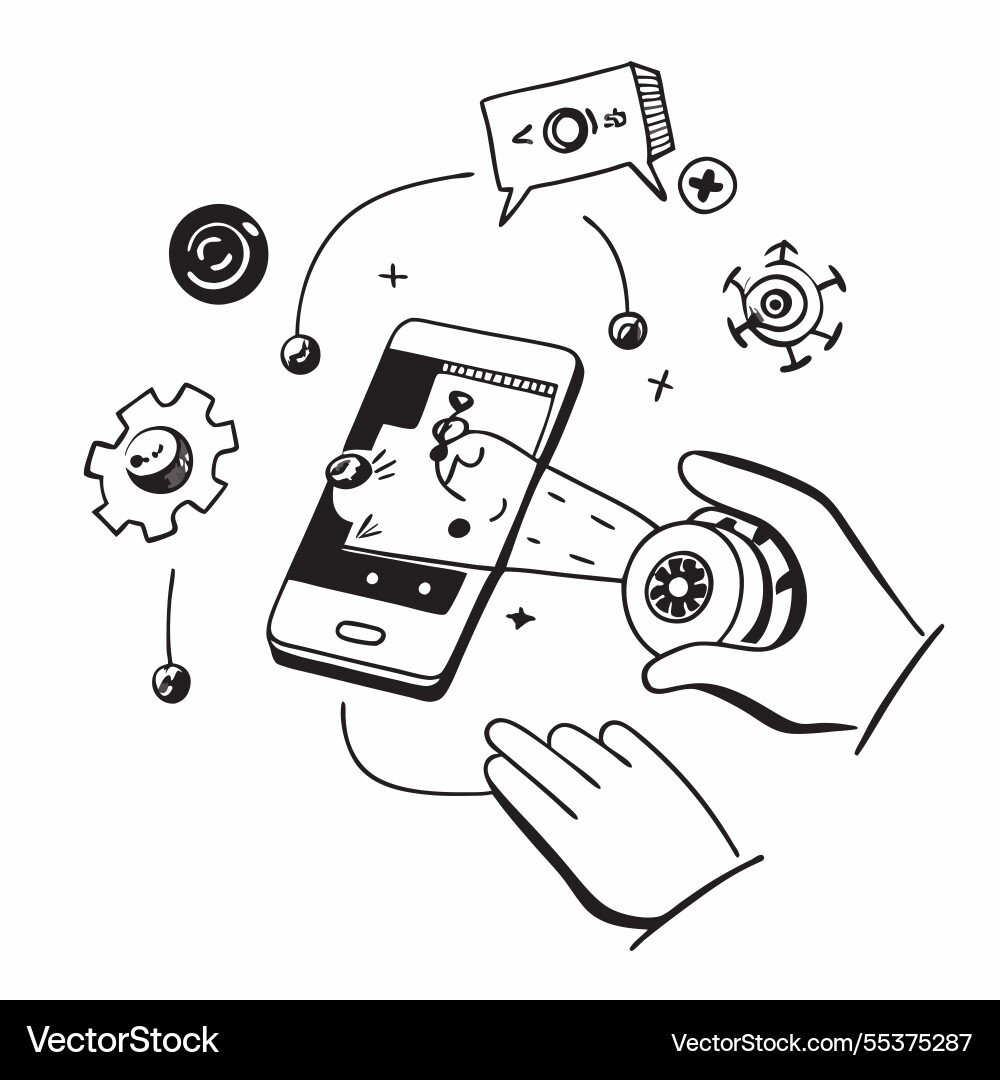 Mobile phone with holographic ai qa and audit Vector Image