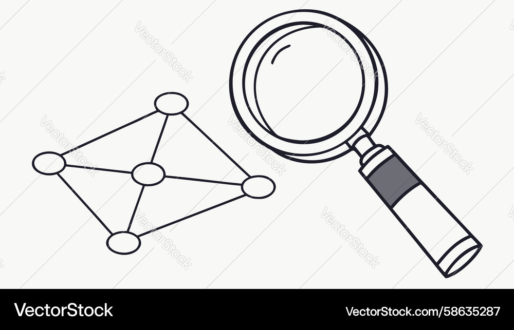Networked Data Analysis Magnifier Vector Image