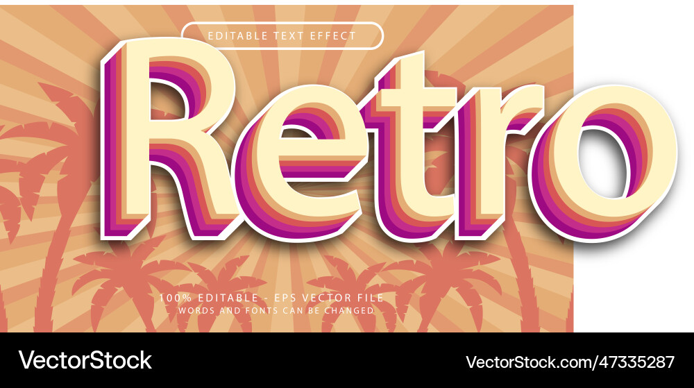 Retro 3d text effect and editable Vector Image