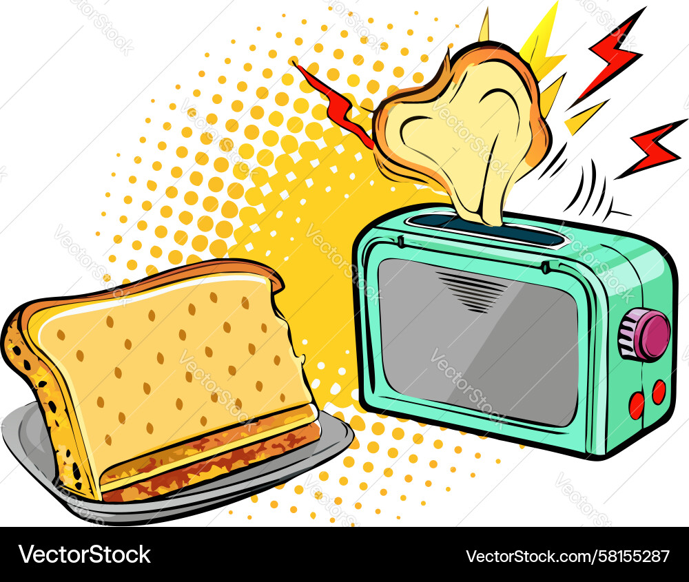 Retro Toaster with Toast & Sparkles Vector Image