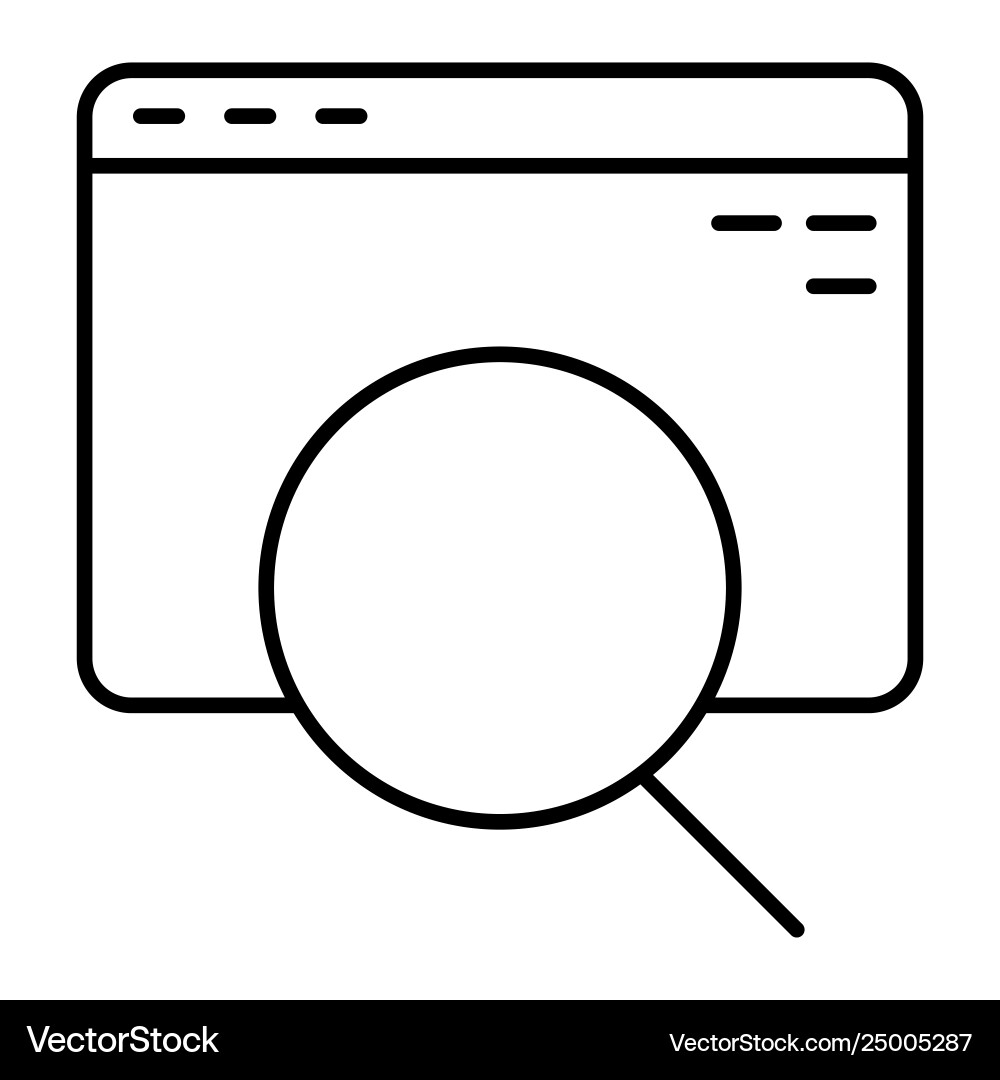Search and computer browser thin line icon Search and computer browser thin line icon Vector Image