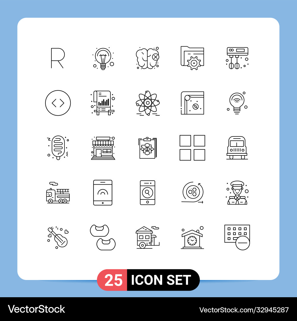 Set 25 lines on grid for kitchen computing Vector Image