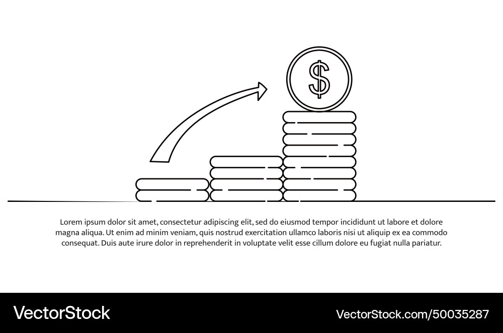 Simple continuous line design of growth chart Simple continuous line design of growth chart vector image