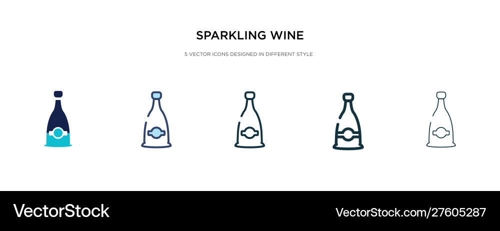 Sparkling wine icon in different style two Sparkling wine icon in different style two Vector Image