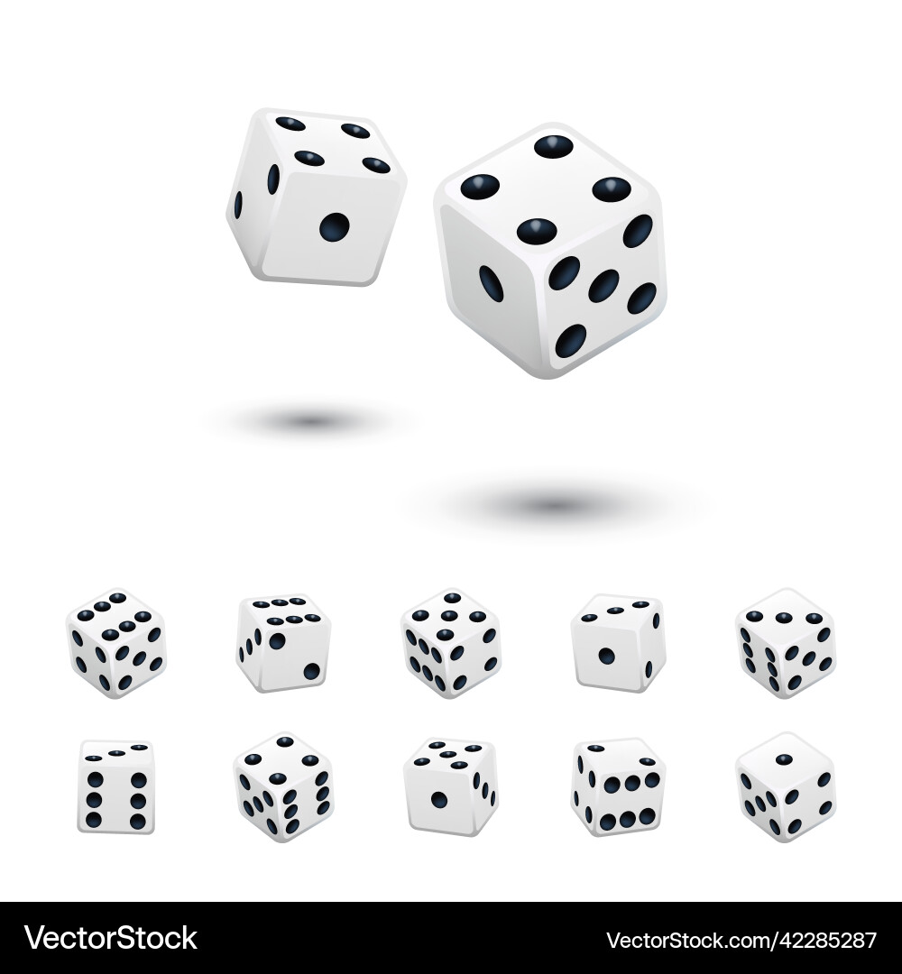 White Dice Cubes - Game Element Set vector image