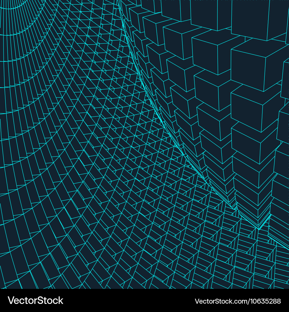 Abstract 3d illuminated distorted mesh sphere Vector Image